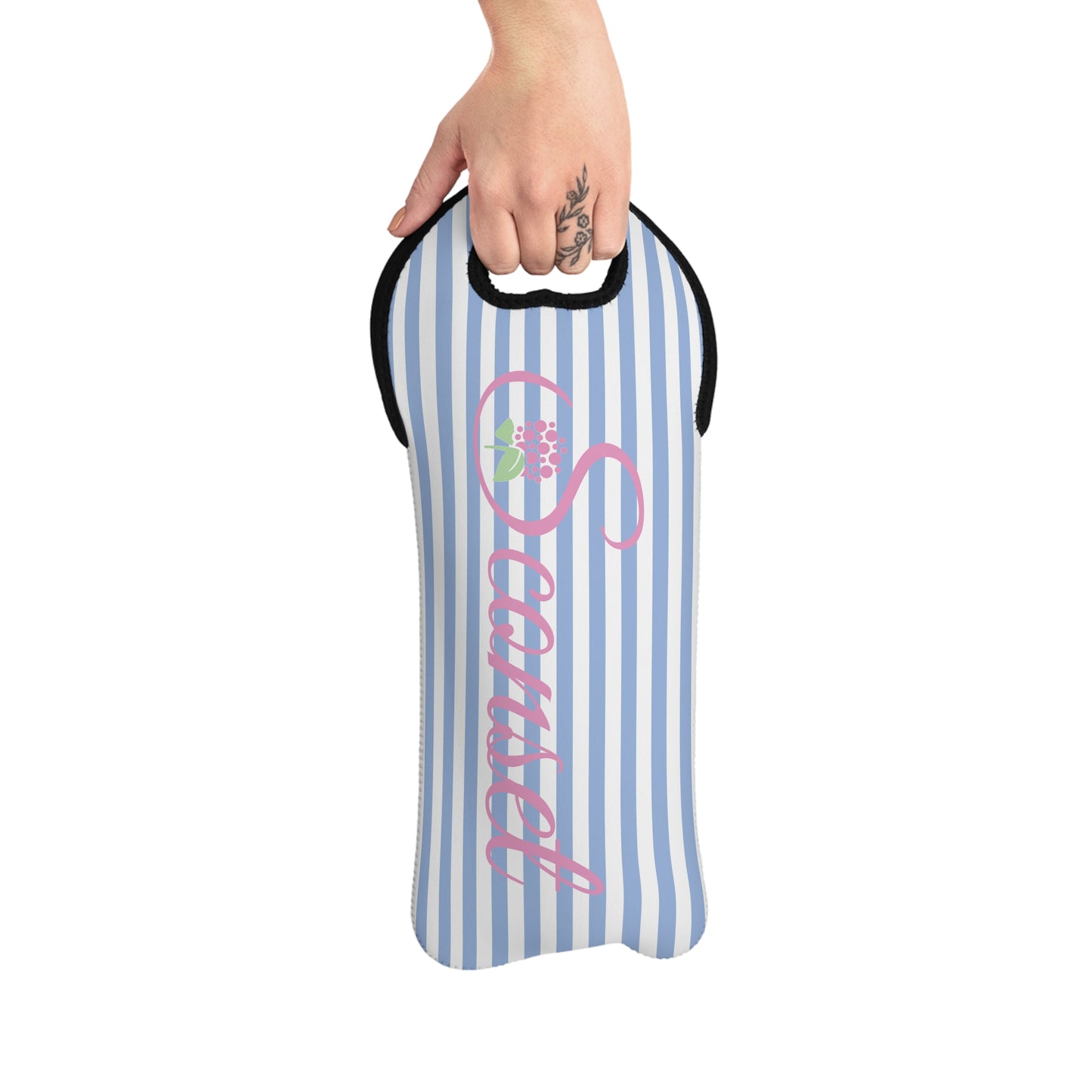 Sconset Blue and White Stripe Wine Tote Bag
