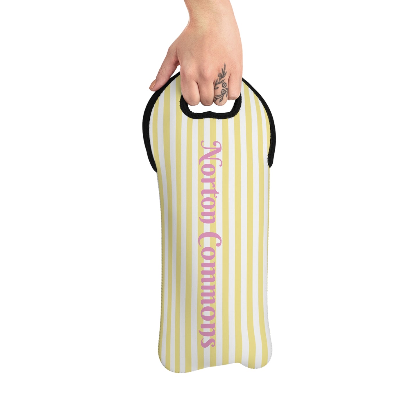 Norton Commons Yellow and White Stripe Wine Tote Bag