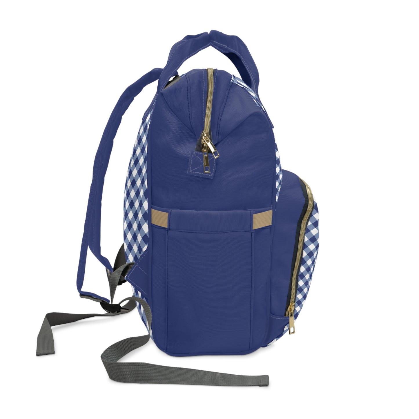 Navy Gingham Diaper Backpack