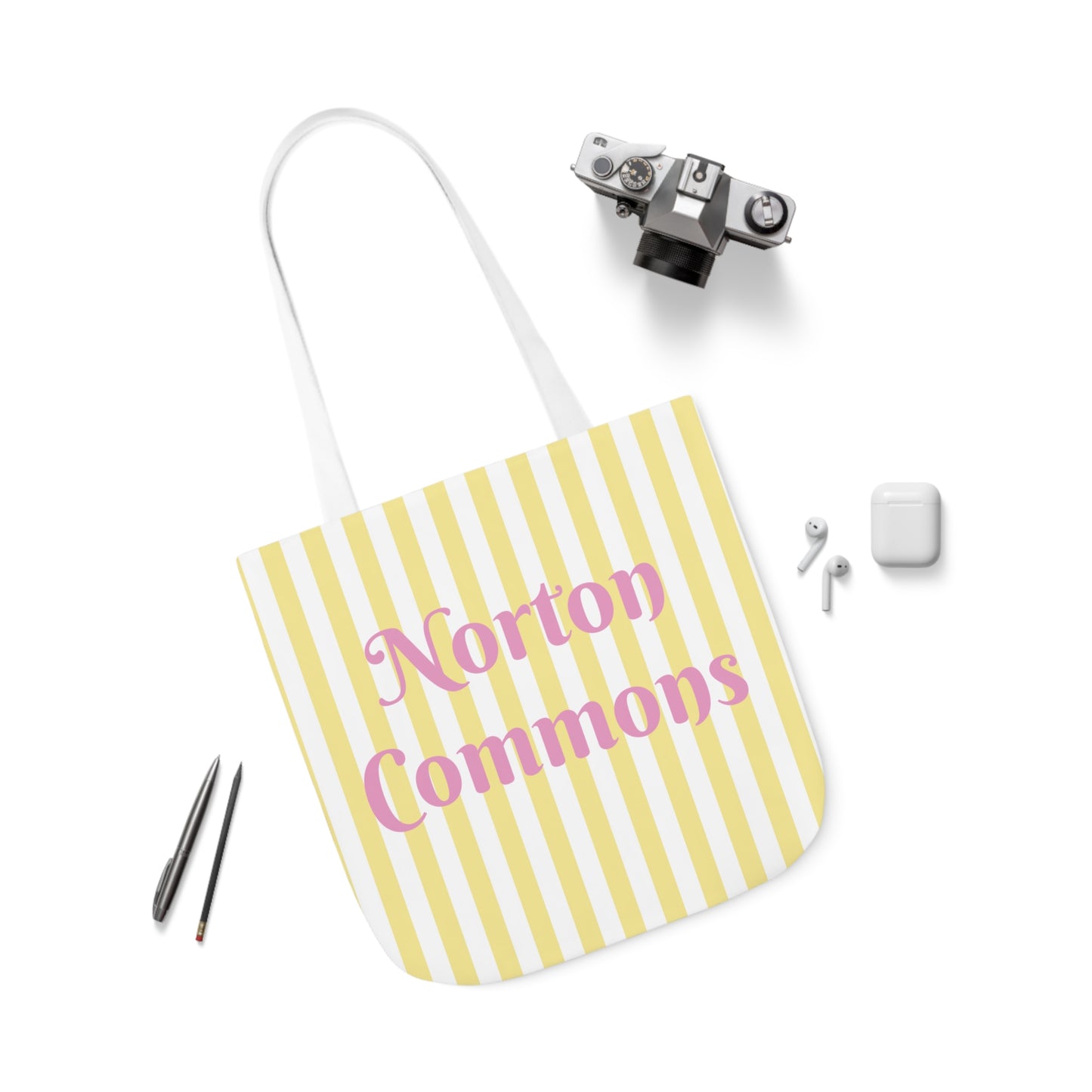 Norton Commons Yellow and White Stripe Canvas Tote Bag