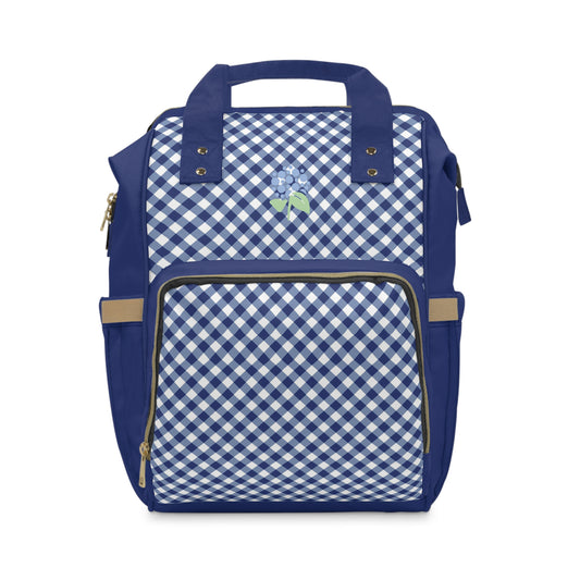 Navy Gingham Diaper Backpack