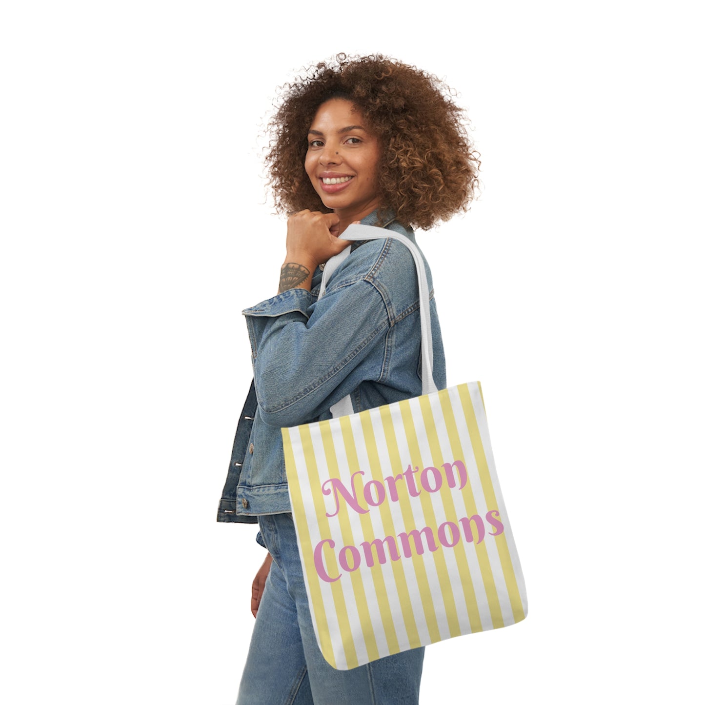 Norton Commons Yellow and White Stripe Canvas Tote Bag