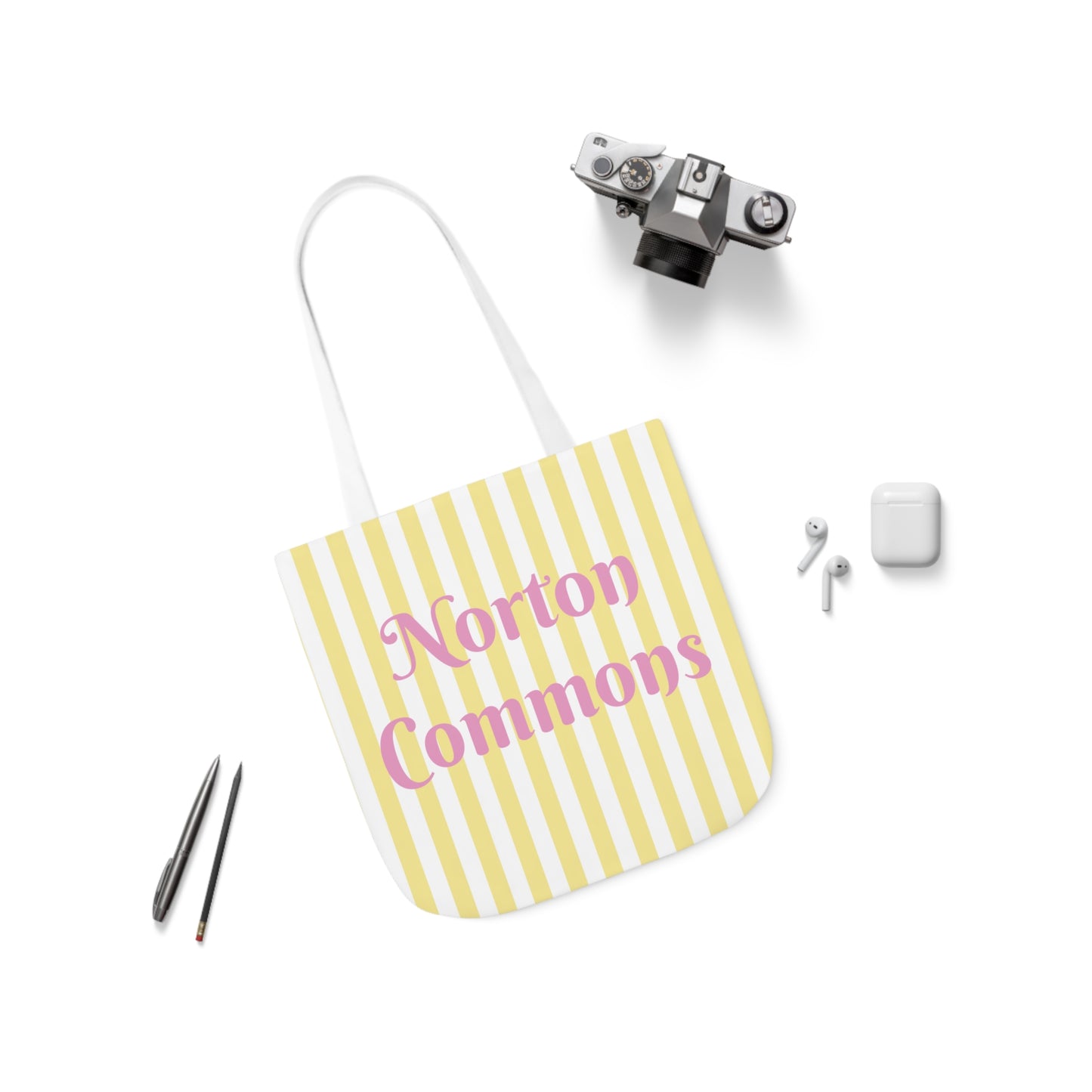 Norton Commons Yellow and White Stripe Canvas Tote Bag